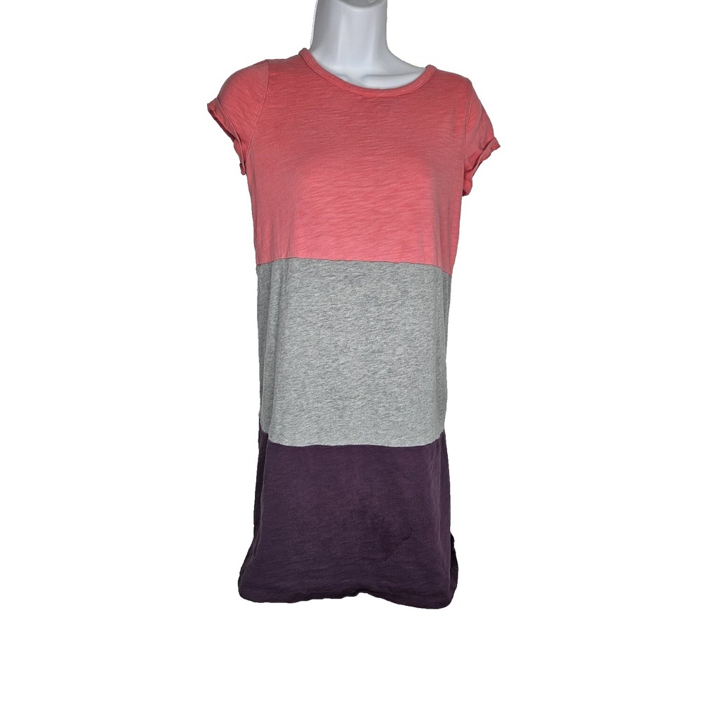 Boden Colorblock T-Shirt Dress Pink Gray‎ Purple Cotton Short Sleeve Size 4R